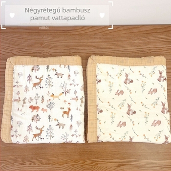 Bambusz-pamut géz takaró, négy réteg, mintás rajzolt, 1–3 éveseknek, egész évben használható