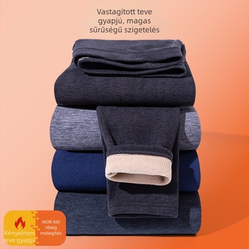 Férfi camel hair béléses meleg nadrág, vastag; fő anyag poliészter 90–95%; fleece bélés; vastagság 251–300 g/m2; egyszínű mintázat