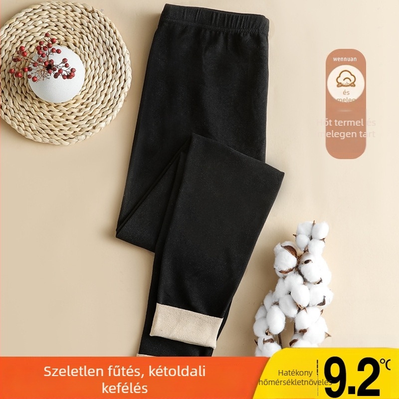 Női varrás nélküli melegítő leggings, belső fleece, középmagas derék, poliészter, közepes vastagság