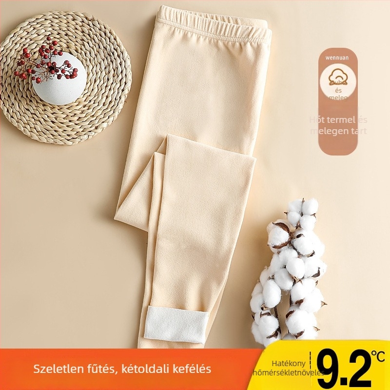 Női varrás nélküli melegítő leggings, belső fleece, középmagas derék, poliészter, közepes vastagság