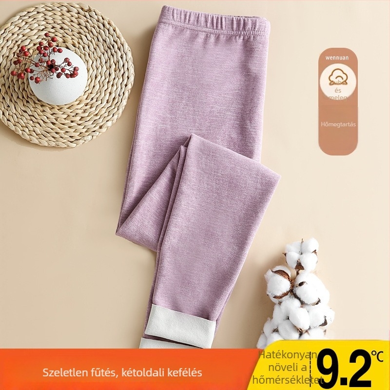 Női varrás nélküli melegítő leggings, belső fleece, középmagas derék, poliészter, közepes vastagság