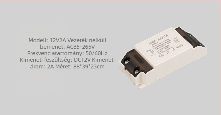 LED kapcsolóüzemű tápegység gumiborítású házzal, 12V bemenet, 6/12/24/36W kimenet, IP20, CE tanúsított