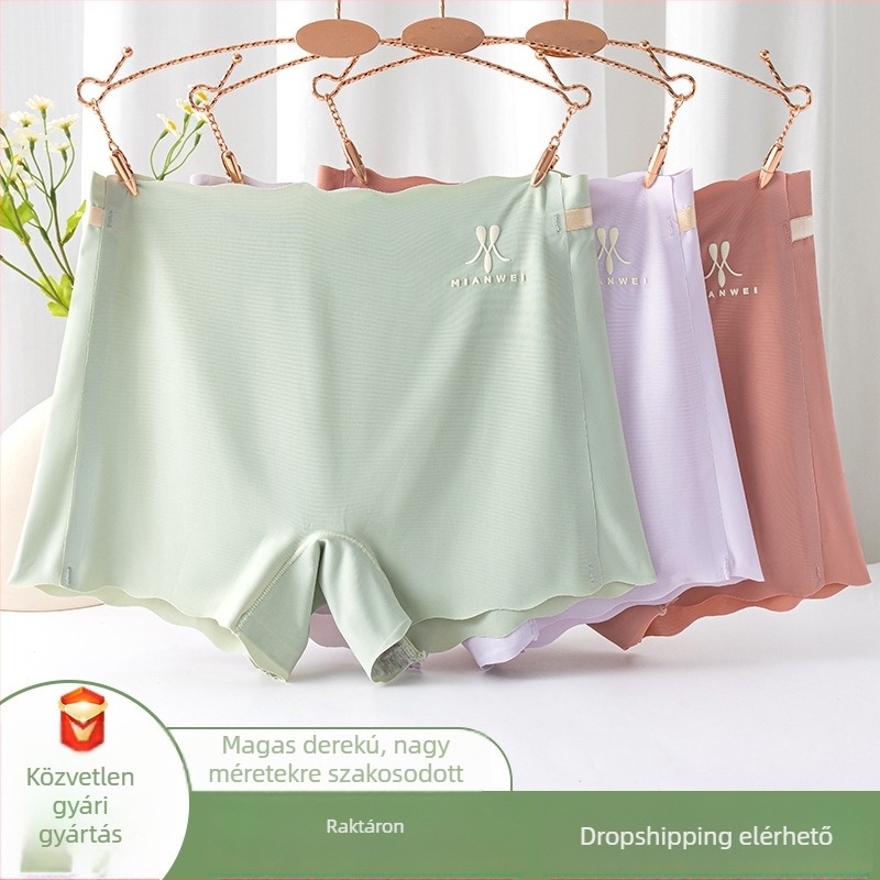 Női varrat nélküli biztonságos rövidnadrág, anti-expozícióval, Ice Silk, könnyű nyári, magas derekú, plusz méret, pamut bélés