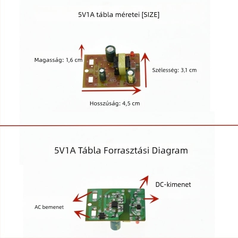 Váltóüzemű tápegység beépített modul szigeteléssel, bemenet AC 110/220V, kimenet DC 5V 1–4A