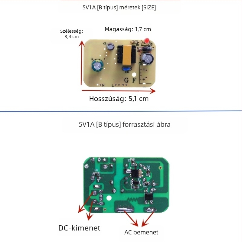 Váltóüzemű tápegység beépített modul szigeteléssel, bemenet AC 110/220V, kimenet DC 5V 1–4A