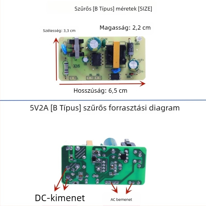 Váltóüzemű tápegység beépített modul szigeteléssel, bemenet AC 110/220V, kimenet DC 5V 1–4A