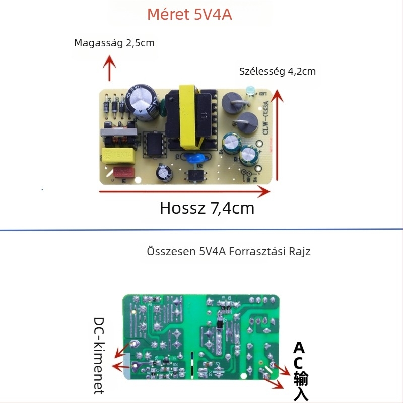 Váltóüzemű tápegység beépített modul szigeteléssel, bemenet AC 110/220V, kimenet DC 5V 1–4A