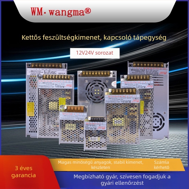 Wangma 120W kétkimenetes kapcsolóüzemű tápegység, 12V/24V, bemenet 85–264VAC / 120–370VDC