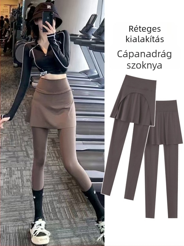 Női magas derekú fitnesz leggingsszoknya, fleece bélés, ősz-tél, plusz méret, karcsúsító és formázó futás közben