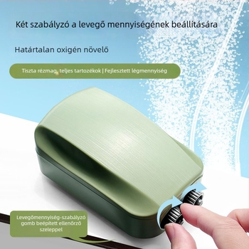 Akvaris oxigénszivattyú, csendes, kompakt, kettős nyílás, szabályozható oxigénáramlás, otthoni akváriumhoz