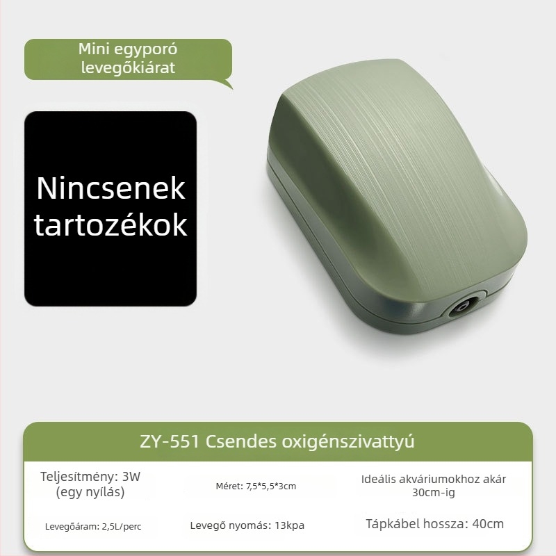 Akvaris oxigénszivattyú, csendes, kompakt, kettős nyílás, szabályozható oxigénáramlás, otthoni akváriumhoz