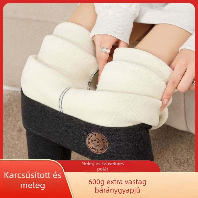 600 g juhbunda plüss belsővel vastag női leggings, őszi-téli meleg, magas derék, pocakformázó, plusz méret