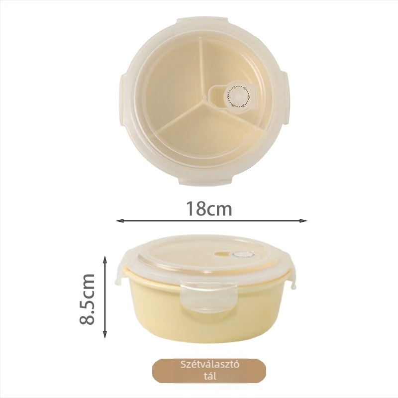 Három rekeszű kerámia ebédes doboz, 800–1000 ml, mikrohullámú sütőbarát, egyszerű stílus
