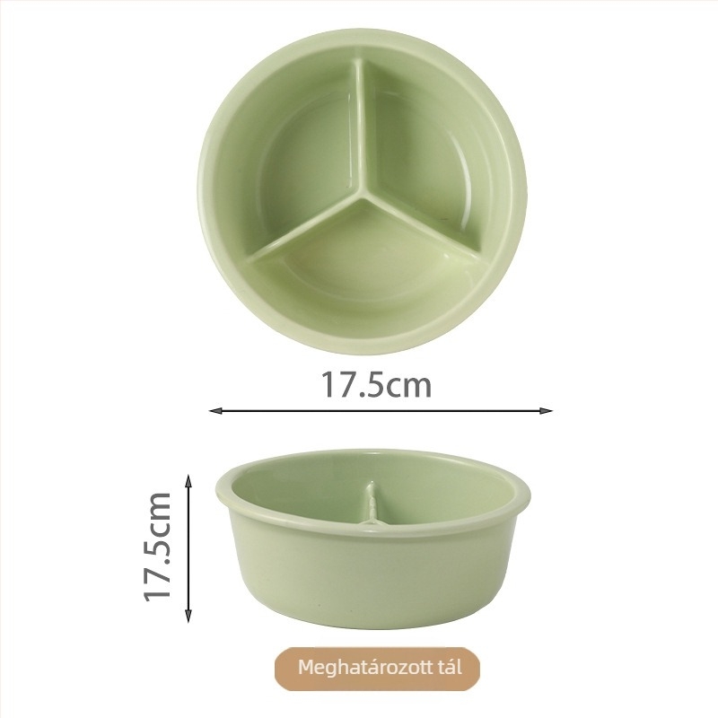 Három rekeszű kerámia ebédes doboz, 800–1000 ml, mikrohullámú sütőbarát, egyszerű stílus