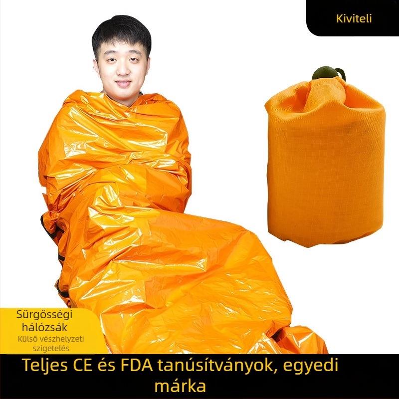 Sürgősségi alvózsák alumíniumfólia szigeteléssel felnőtteknek, súly 0,15 kg