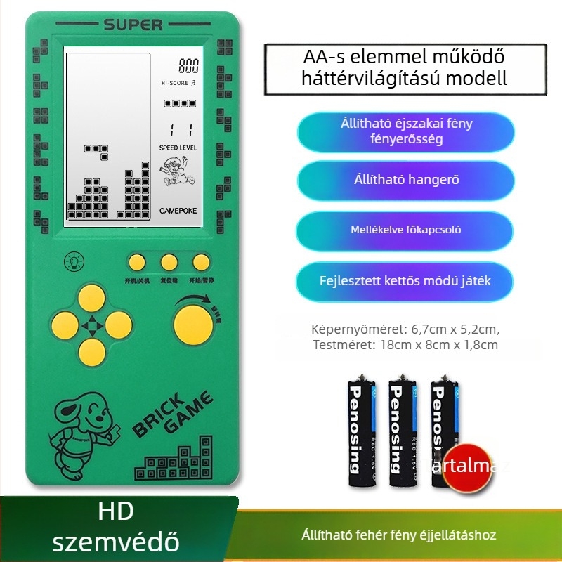 Új hordozható Tetris konzol – egyjátékos, 14+ éves, nosztalgikus retró stílus.