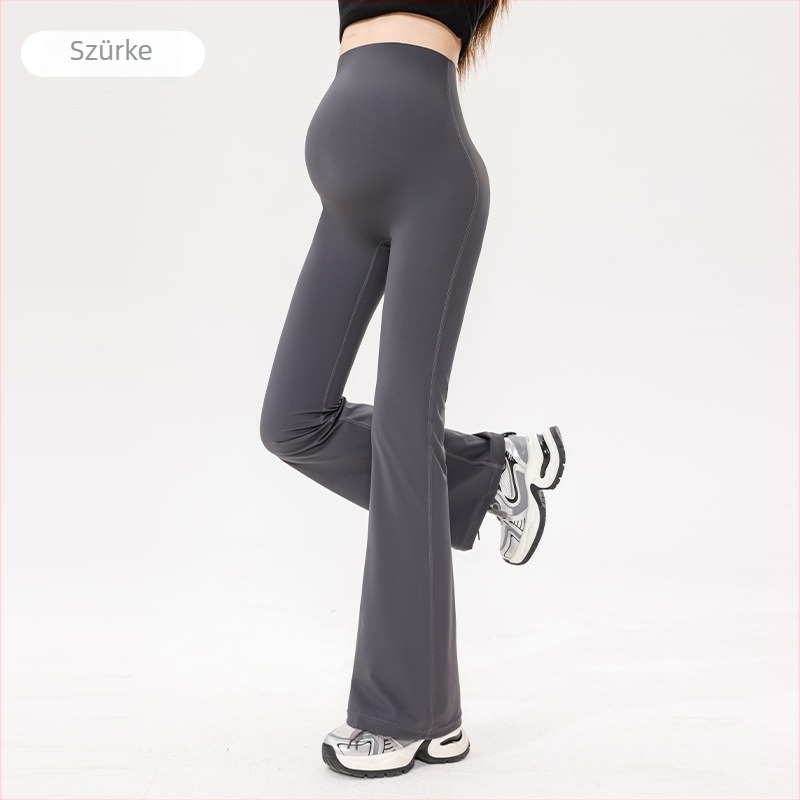 Kismama nadrág magas derekú has-támasztó funkcióval, nylon 70-80% + spandex, lazán bő szabású bell-bottom, Tavasz–Nyár 2025