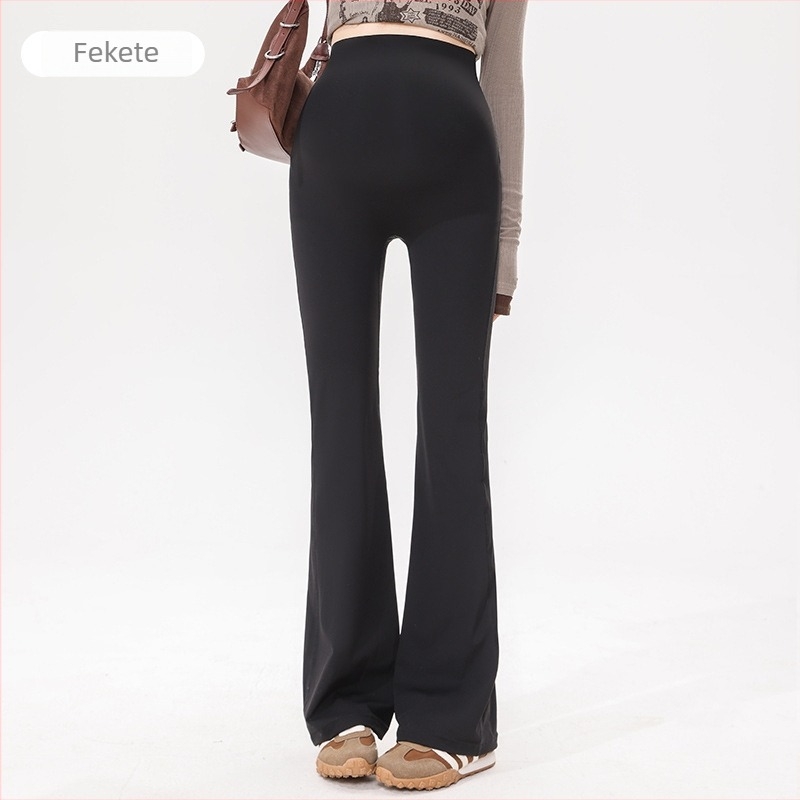 Kismama nadrág magas derekú has-támasztó funkcióval, nylon 70-80% + spandex, lazán bő szabású bell-bottom, Tavasz–Nyár 2025