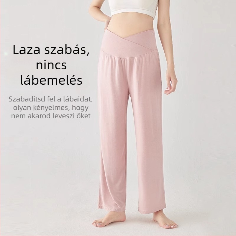 Várandós anyák pizsama nadrág, laza szabás, vékony viszkóz anyag, légáteresztő, nyári