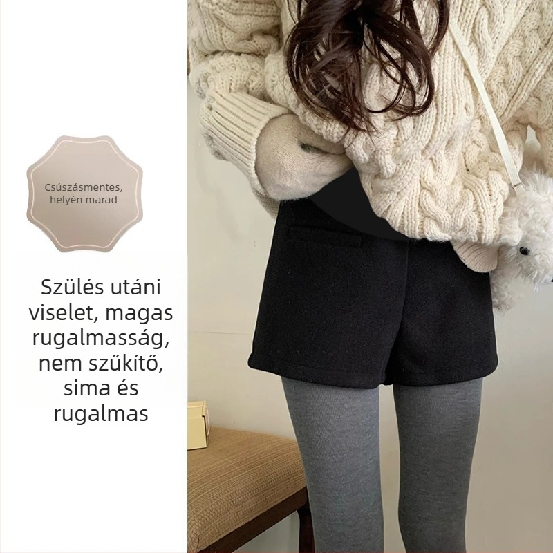 Kismama nadrág hasi támogatással, A-vonalú, 3/4 hossz, pamut-poliészter anyag, ősz-tél 2025