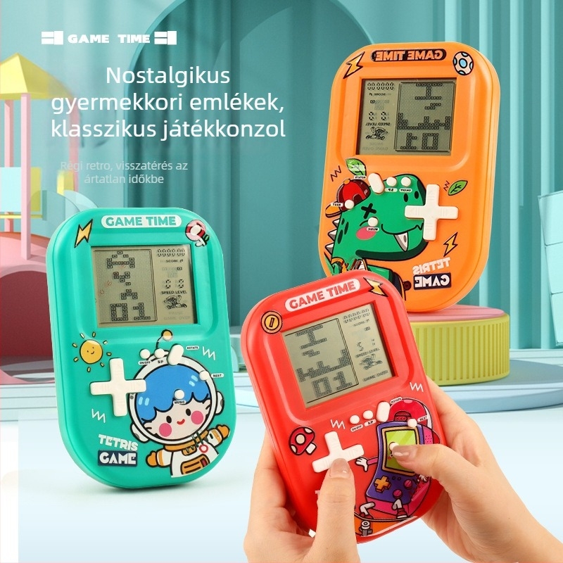 Tetris hordozható játékkonzol eredeti játék szoftverrel, retro nosztalgikus stílus, 1GB memória, egy játékos számára
