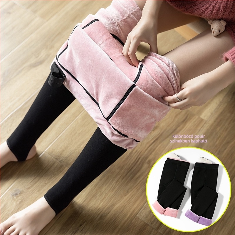 Új, kiváló minőségű pamut terhes leggings, 700 g, őszi–téli fleece-béléssel, vastag, magas derekú, has-támogató