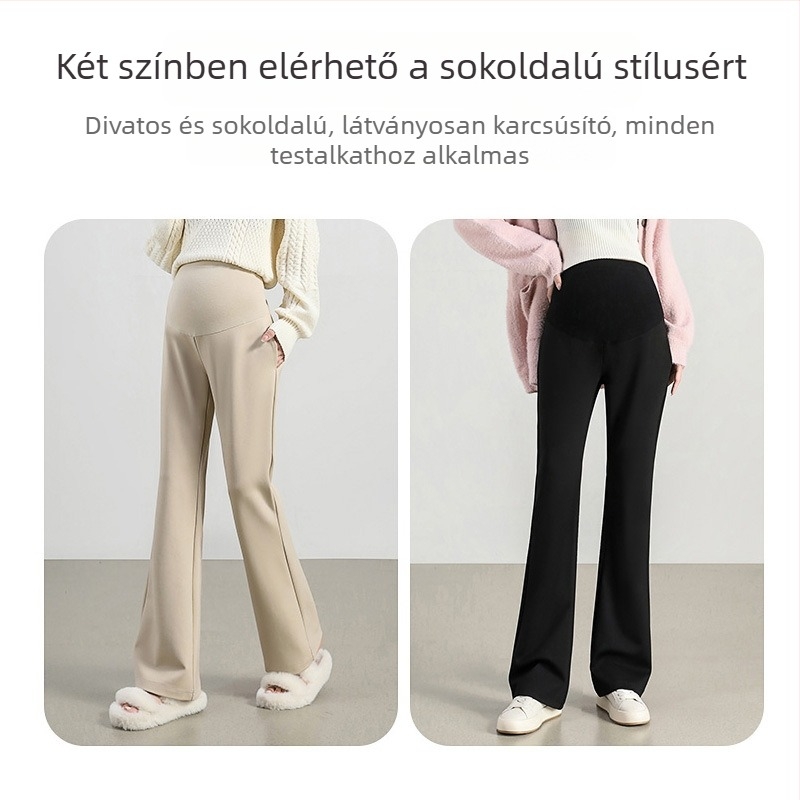 Kismama nadrág hasi támasz, nylon–viszkóz keverék, enyhén bővült fazon, közepes vastagság, ősz 2024
