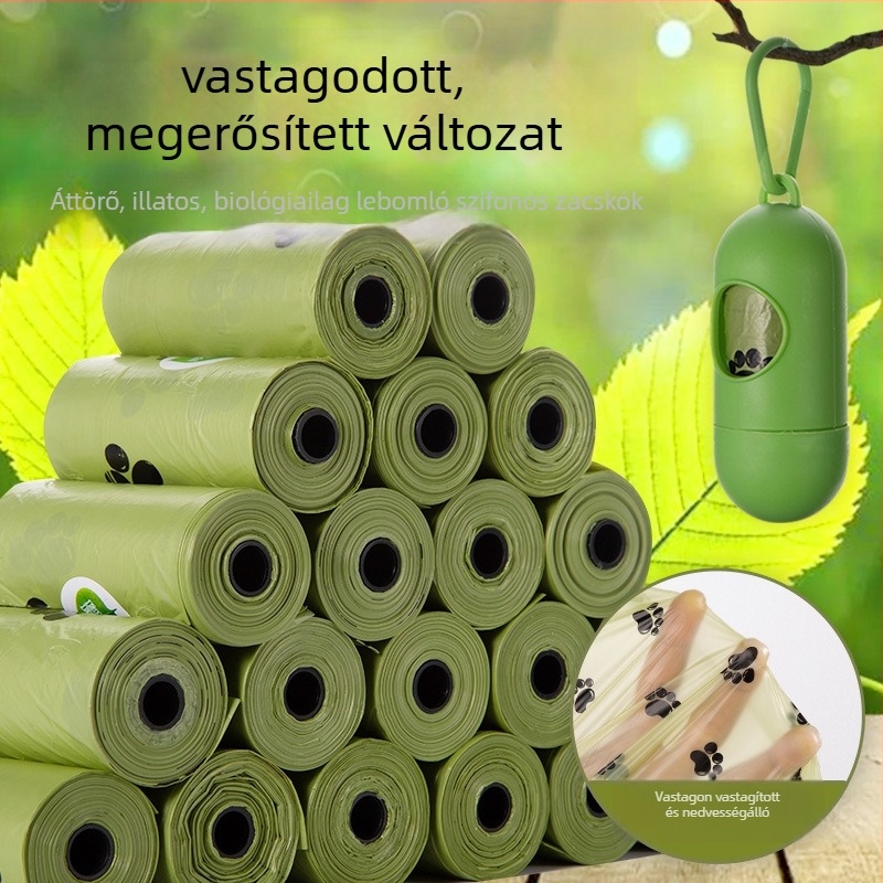 Kutyapiszbag adagoló rolos zacskókkal, vastagított, biológiailag lebomló