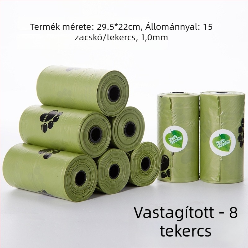 Kutyapiszbag adagoló rolos zacskókkal, vastagított, biológiailag lebomló