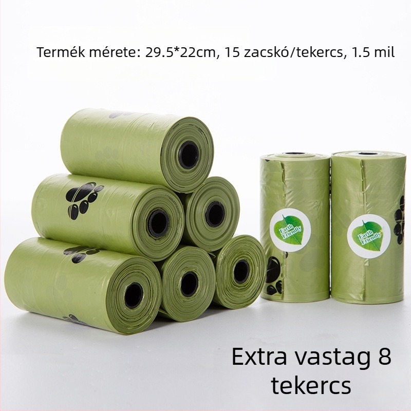 Kutyapiszbag adagoló rolos zacskókkal, vastagított, biológiailag lebomló