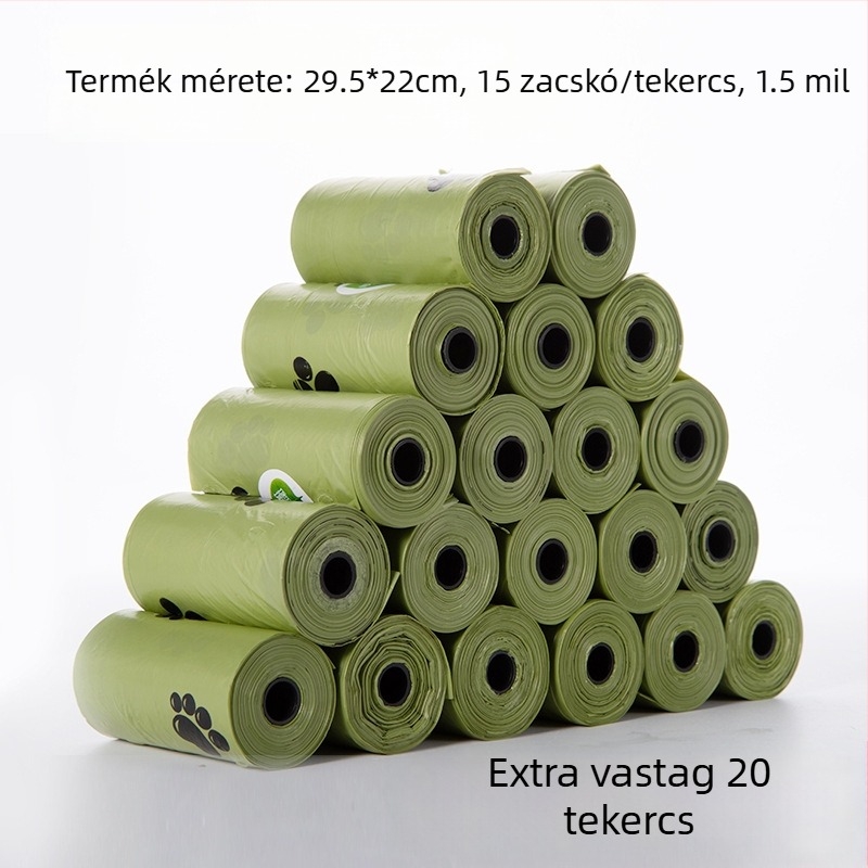 Kutyapiszbag adagoló rolos zacskókkal, vastagított, biológiailag lebomló