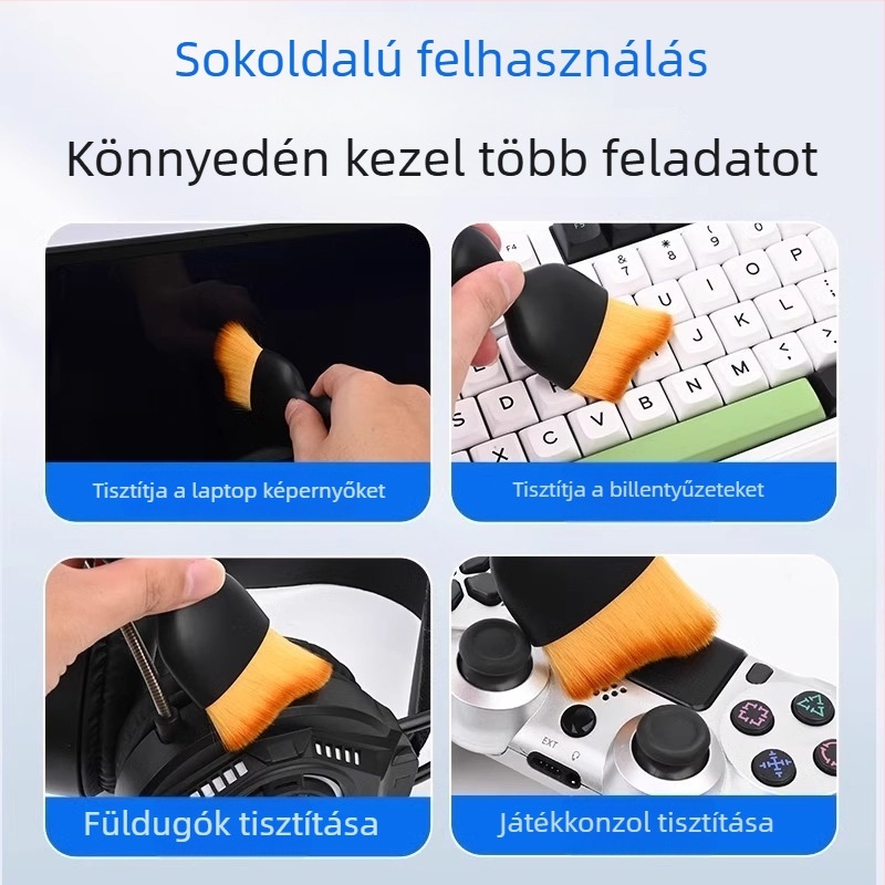 Számítógépes tisztító ecset — Többfunkciós poreltávolító eszköz notebookhoz, mobiltelefonhoz, számítógéphez és digitális fényképezőgéphez; Anyagok: ABS, nylon, korall gyapjú