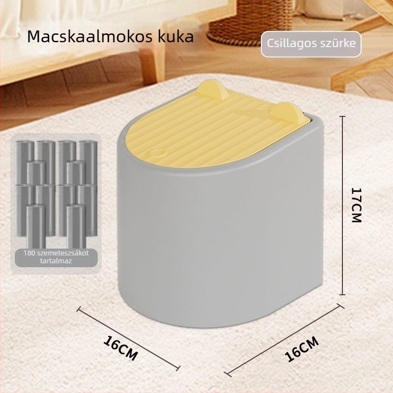 Kézi macskaalom-lapát fedéllel és illatálló szemetes