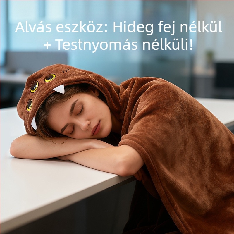 Kapucnis pléd Xiaozhi Benjia - poliészter, 400 g, testreszabható, karikatúra stílus