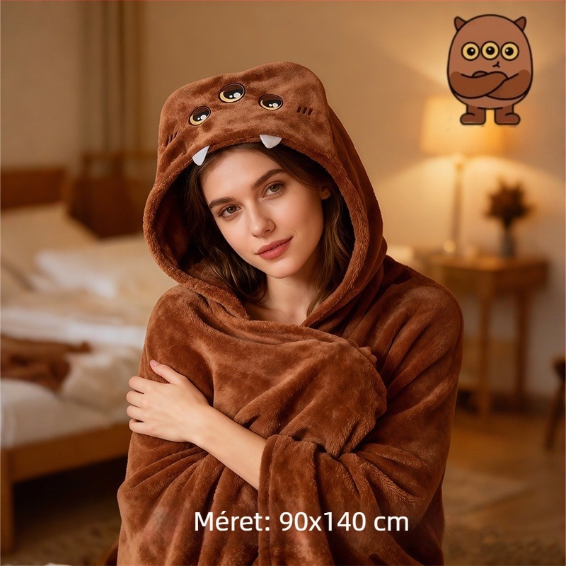 Kapucnis pléd Xiaozhi Benjia - poliészter, 400 g, testreszabható, karikatúra stílus