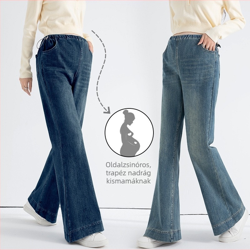 90502 Terhes naci denim haskörüli támasztóval, laza szabású, széles szárú, rugalmas pamut denim 50–70%