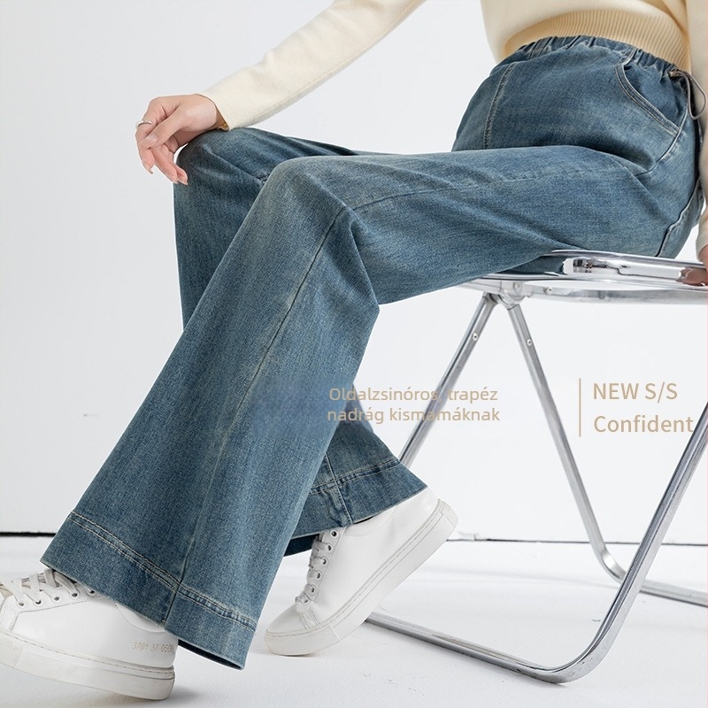 90502 Terhes naci denim haskörüli támasztóval, laza szabású, széles szárú, rugalmas pamut denim 50–70%