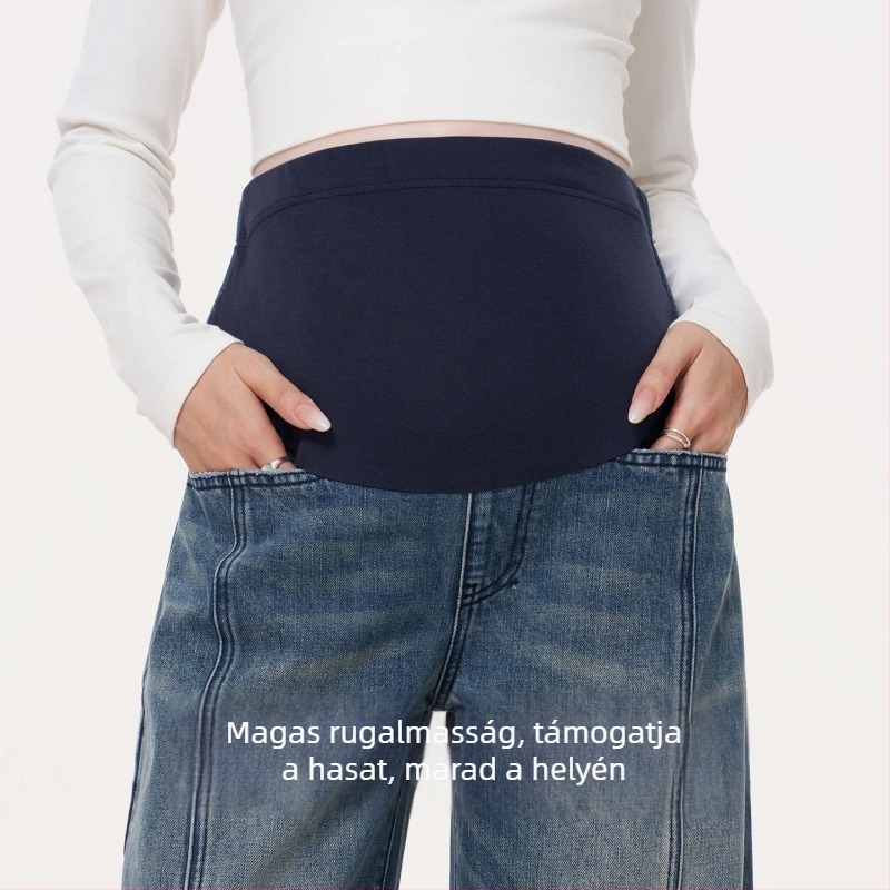 Terhes farmernadrág - retro hasi támasztó, laza szabás, denim anyag, normál vastagság, mikroelasztikus, őszi 2025.