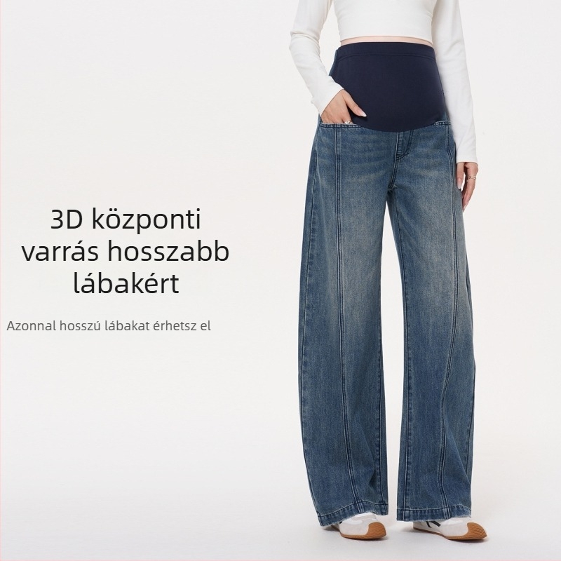 Terhes farmernadrág - retro hasi támasztó, laza szabás, denim anyag, normál vastagság, mikroelasztikus, őszi 2025.