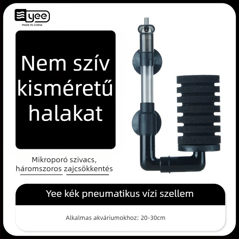 Akváriumi oxigénpumpa beépített threefunkciós vízforgató és szűrővel; Anyag: műanyag; Szűrőanyag: szűrőgyapot