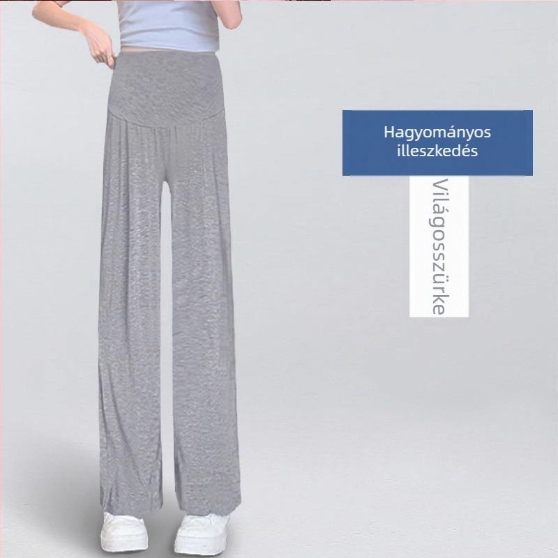 Nagy méretű kismama nadrág lazán szabott, széles lábú, légáteresztő vékony viszkóz szövet (95%+), magas elasztikusság