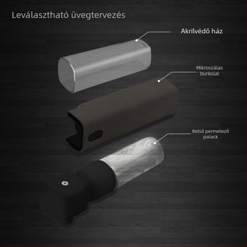 Manzi Spray and Wipe All-in-One Screen Cleaner – készlet képernyőtisztításhoz egyben; kompatibilis notebookokkal, mobiltelefonokkal, számítógépekkel és digitális kamerákkal; tömeg 40 g; csomagolás 9,5 × 3 × 3 cm