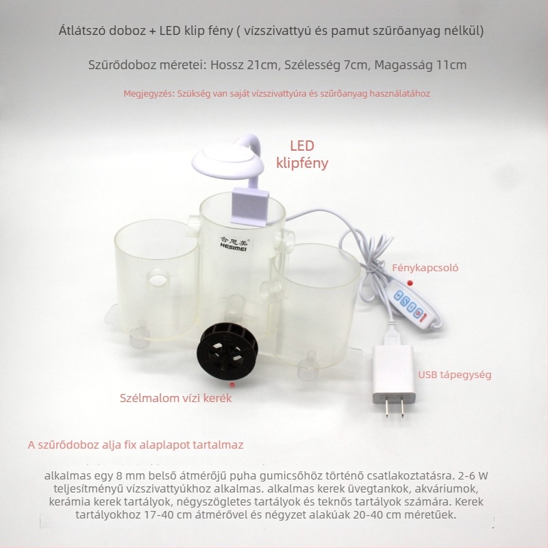 Hesimei körté alakú akvárium szűrődoboz, 3-az-1-ben szívó tisztítás és oxigénellátás, ABS műanyag, súly 200 g