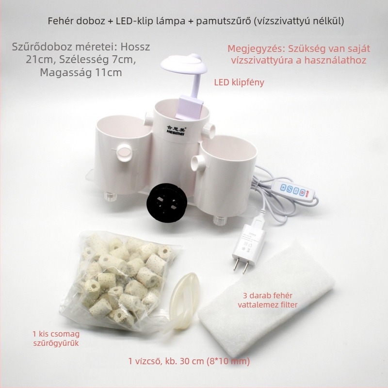 Hesimei körté alakú akvárium szűrődoboz, 3-az-1-ben szívó tisztítás és oxigénellátás, ABS műanyag, súly 200 g