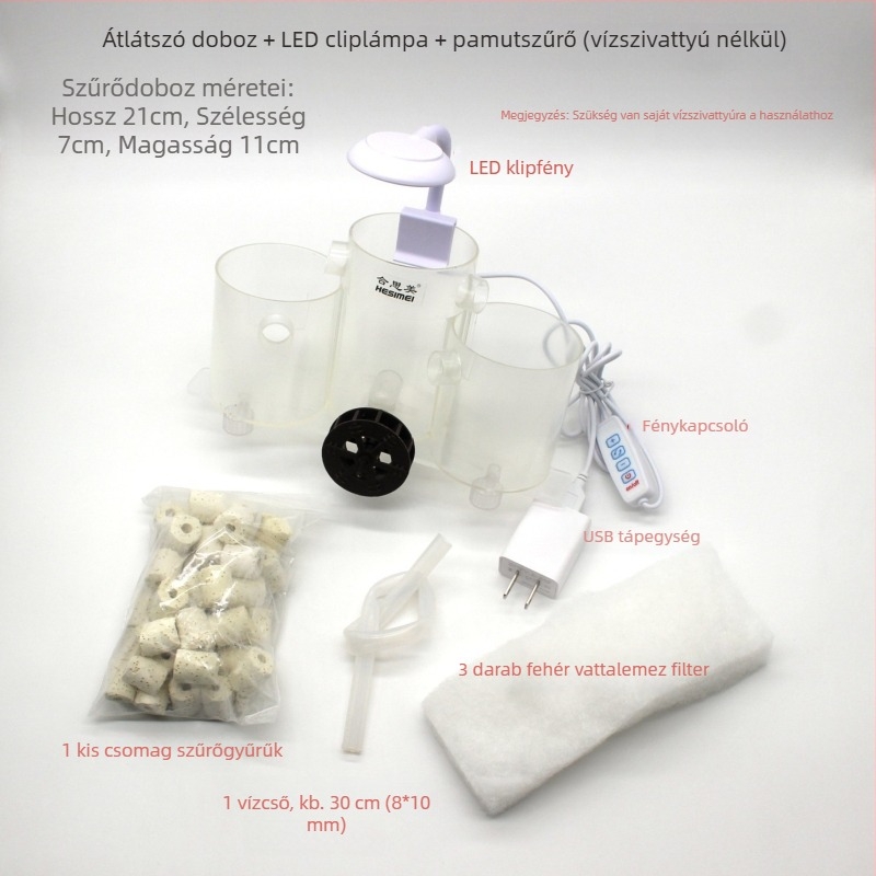 Hesimei körté alakú akvárium szűrődoboz, 3-az-1-ben szívó tisztítás és oxigénellátás, ABS műanyag, súly 200 g