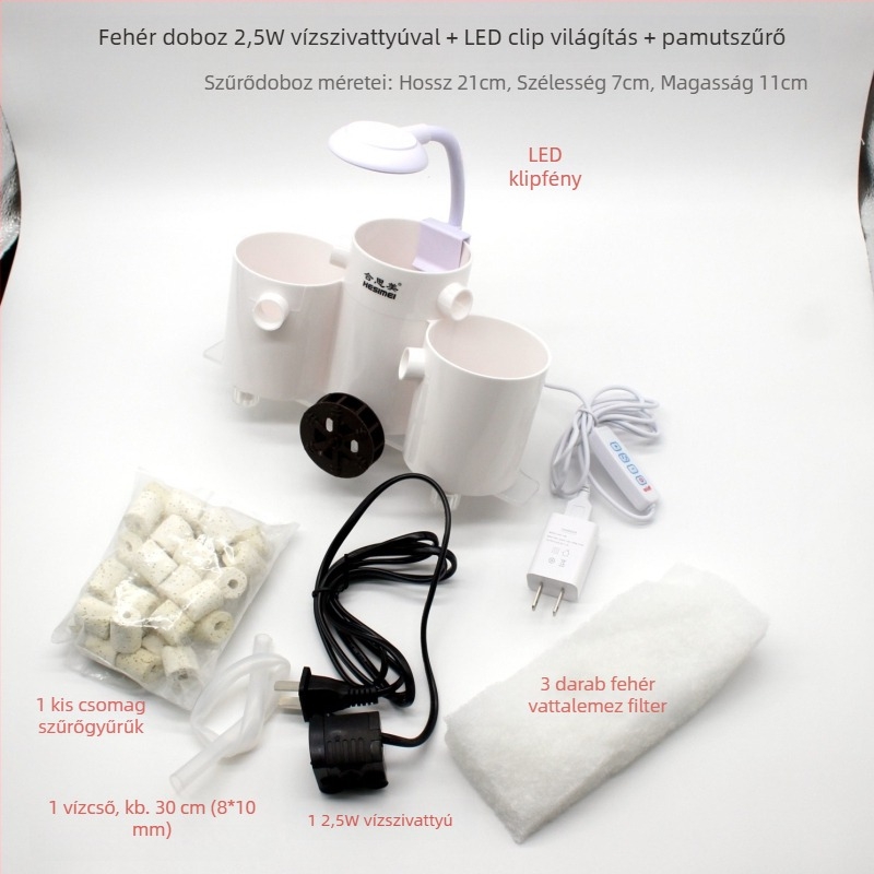 Hesimei körté alakú akvárium szűrődoboz, 3-az-1-ben szívó tisztítás és oxigénellátás, ABS műanyag, súly 200 g