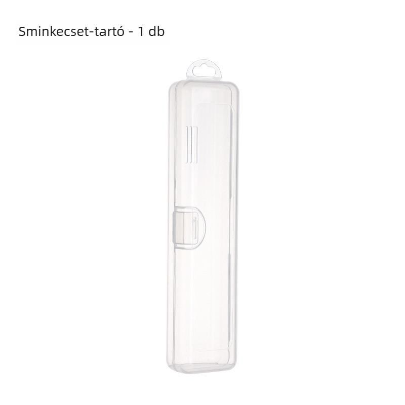 Sminkecset-tároló doboz porálló fedéllel – átlátszó, hordozható rendező szemöldökceruzákhoz, szemhéjpúderhez és ecsetekhez (PP műanyag, 1 L kapacitás)