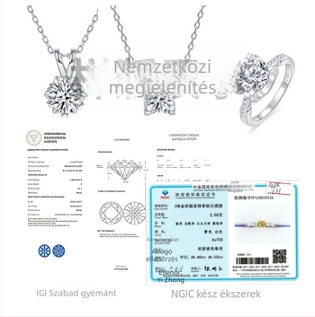 18K arany kultúrált gyémánt ékszer szett — gyűrű és nyaklánc, gyémánt karat opciók: 0.10, 0.30, 0.50, 1.00, 2.00 ct