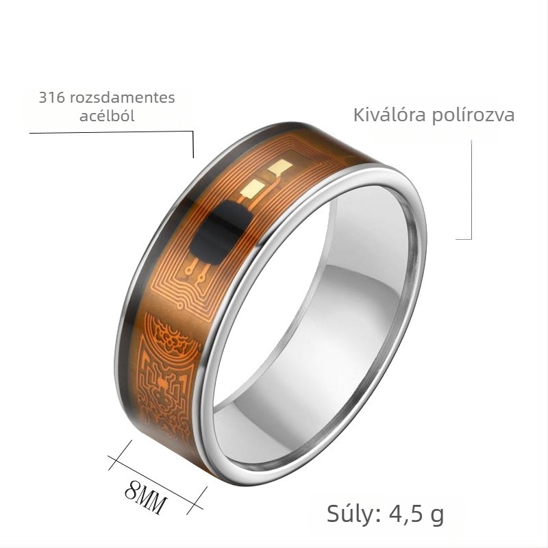 NFC-s gyűrű okostelefonokhoz, rozsdamentes acél, elektroplatírozás, uniszex, kézre szánt ékszer