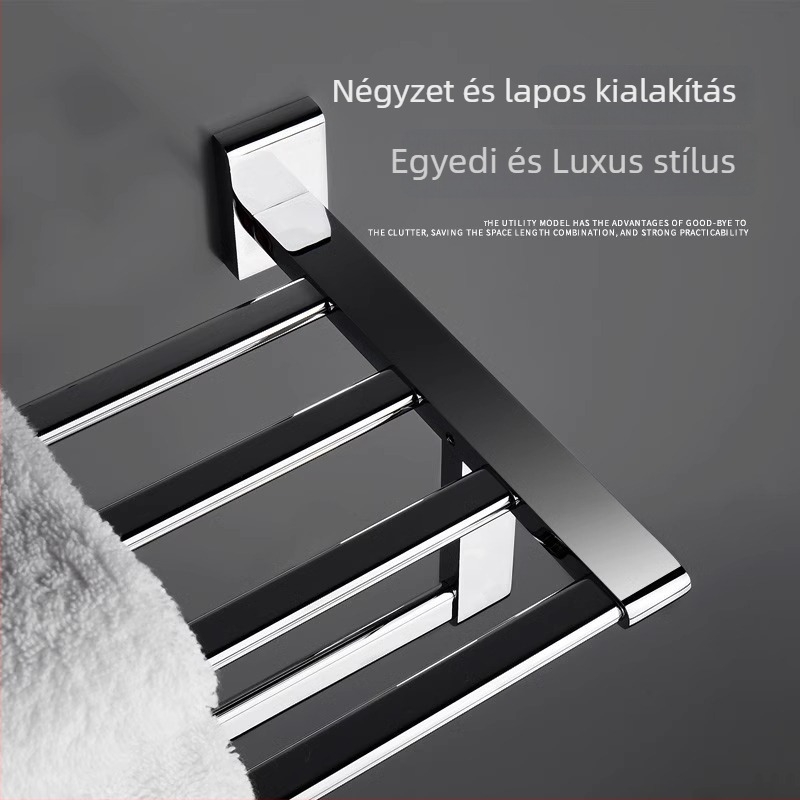 Kétszintes falra szerelhető törölközőtartó, réz és rozsdamentes acélból, luxus fürdőszobai garnitúra, teherbírás 20 kg